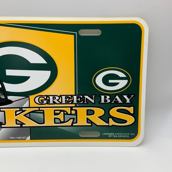 Vintage NFL Tag Express Green Bay Packers Retro Logo Plastic License Plate - Picture 4 of 11